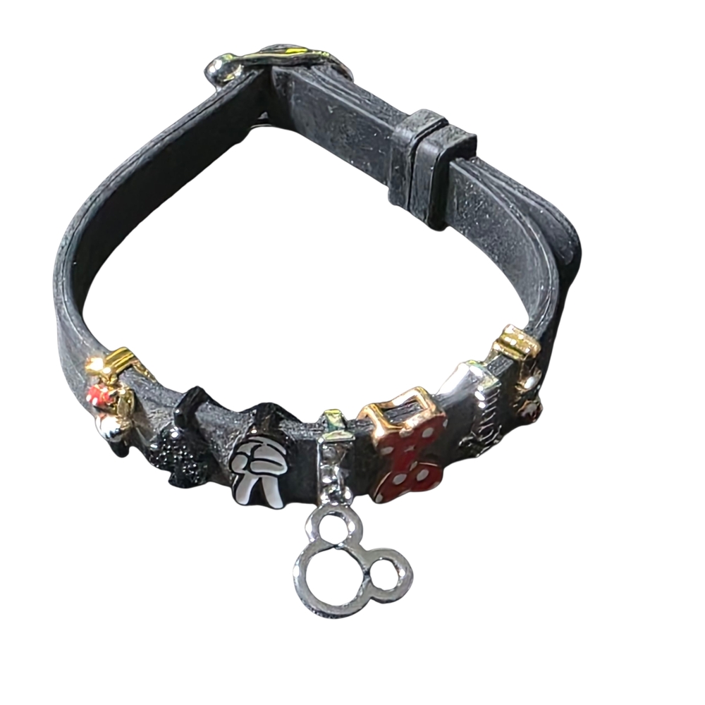 Black DisneyCharm Bracelet with Silver and Gold Accents